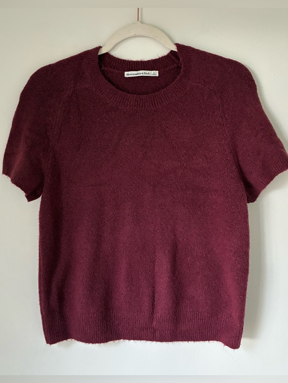 Abercrombie & Fitch Short Sleeve Sweater Maroon Size L
